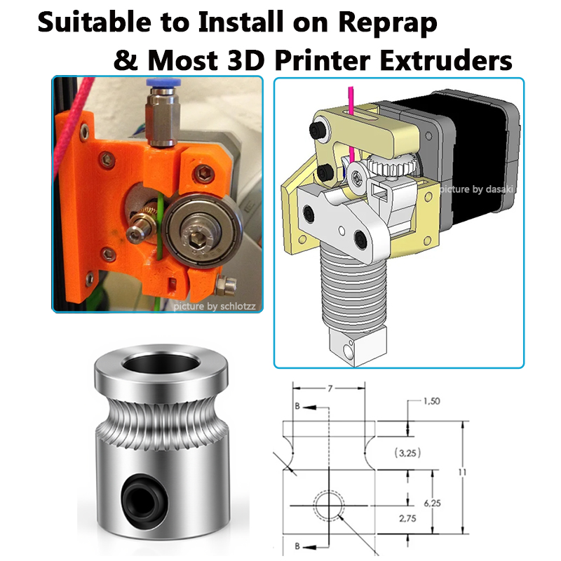 1PC MK8 Drive Gear for 1.75mm  - 3D Printing Industry recension och pris